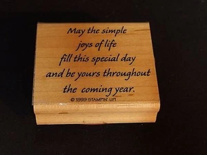 Stampin Up MÖGEN DIE EINFACHEN FREUDEN DES LEBENS... KOMMENDES JAHR Spruch Gummistempel - Bild 1 von 4