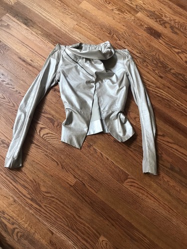 Giacca da donna Rick Owens Astro argento in pelle metallica taglia small