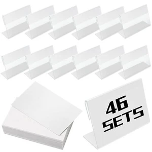 46 Pack Mini Clear Acrylic Sign Display Holder Counter Top Stand for Retail - Picture 1 of 7