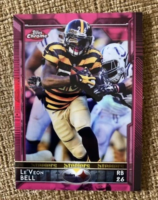 2015 Topps Chrome Mini Le’veon Bell PINK Refractor /25 Steelers - Image 1 of 2
