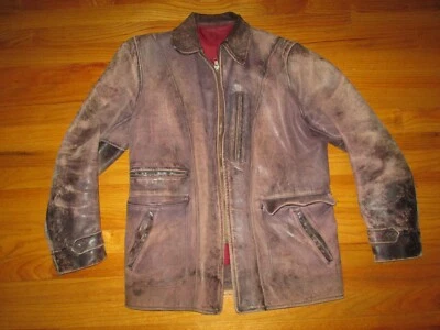 HERCULES De Colección Cuero Piel de Caballo Sears Chaqueta Abrigo Moto Viento Desteñido S/XS Foto 1 de 4
