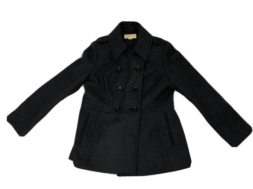 Michael Kors Charcoal Gray Big Button Pea Coat Jacket Womens Medium