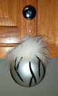 Set of 4 Zebra Striped Feather Ornaments MARCEL SCHURMAN Silvery White & Black