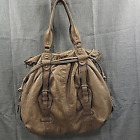 Sabina New York Vintage Drawstring Leather Satchel Shoulder Bag Tan/ Beige