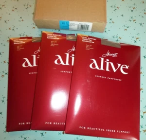 3 PK Vtg Hanes Alive #810 Control Top Support Panty Hose Town Taupe Size F - Picture 1 of 11