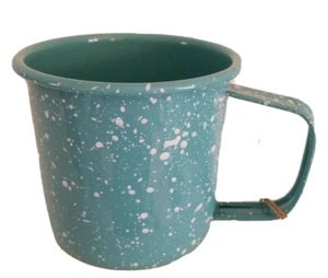 Fiddle+Fern Enamel Mug Coffee Tea Camping Cup,Light Turquoise/White Speckles NWT - Picture 1 of 12