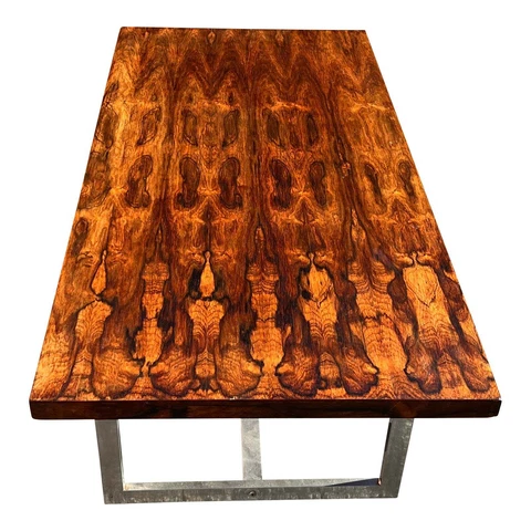Vintage Mid 20th Century Brown Rosewood Chrome Coffee Table Mid Century Modern Cover