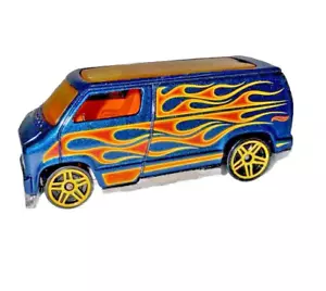 2011 Hot Wheels Dodge Van Mattel Collectable Metal Flake Blue Red Flame’s - Picture 1 of 6