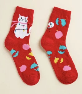 Torrid Cozy Crew Damenschuh Größe 7 8 9 Urlaub Katze Poly Spandex flauschige Socken - Bild 1 von 4