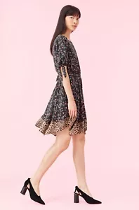 REBECCA TAYLOR Lia Silk Floral Twill Dress Handkerchief Hem Shopbop Saks L $425 - Picture 1 of 11