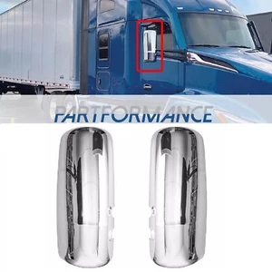 For Kenworth T680 T880 W990 Chrome Door Mirror Covers Pair Driver Passenger Side - Picture 1 of 12