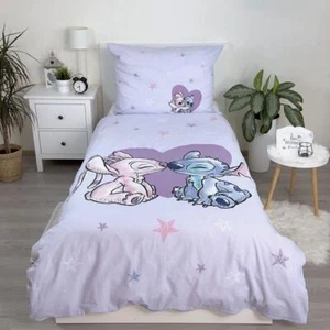 Disney Lilo and Stitch Duvet Cover Single & EU Pillowcase Disney Heart Cotton - Picture 1 of 7