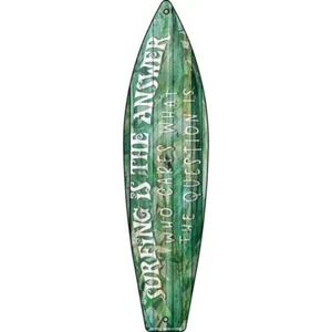 Letrero de tabla de surf de metal Surfing Is The Answer placa de 17"x4,5" puerta de casa garaje - Imagen 1 de 1