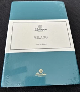 Pineider Milano Notebook Turquoise Gold Lined Made in Italy 192 Ruled 80g - Picture 1 of 4