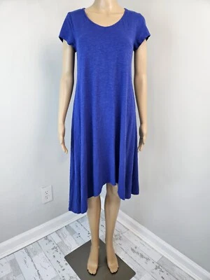 Eileen Fisher Hemp Organic Cotton Asymmetric Hem Dres Womens XSmall Blue - Image 1 of 4