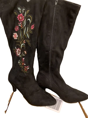 Bota Negra Comfortview Talla 8M Rose Rowan Bordada Nueva con Caja Foto 1 de 4