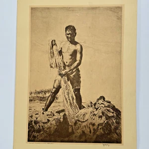 John Kelly Vintage Menu Naniloa Hotel Hilo Hawaii Artist Reef Fisherman - Picture 1 of 11