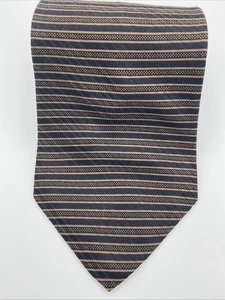 Corbata de seda a rayas horizontales marrón negra DKNY - Imagen 1 de 4
