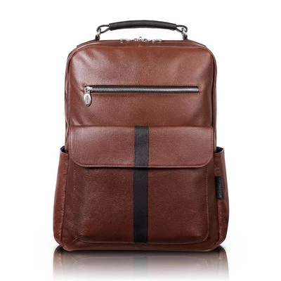 McKlein Logan 17” Brown Leather Urban Laptop Computer And Tablet Backpack 19080 - Image 1 of 4