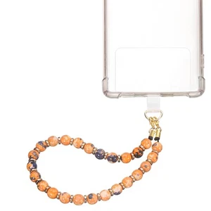 Marble Beaded Phone Wrist Strap, Cellphone Lanyard with Tether Tab, Orange - Zdjęcie 1 z 6