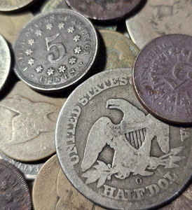 Lot of 24 US Type Coins Civil War Era Seated Liberty Halves Indian Eagle 1C A713 - Picture 1 of 14