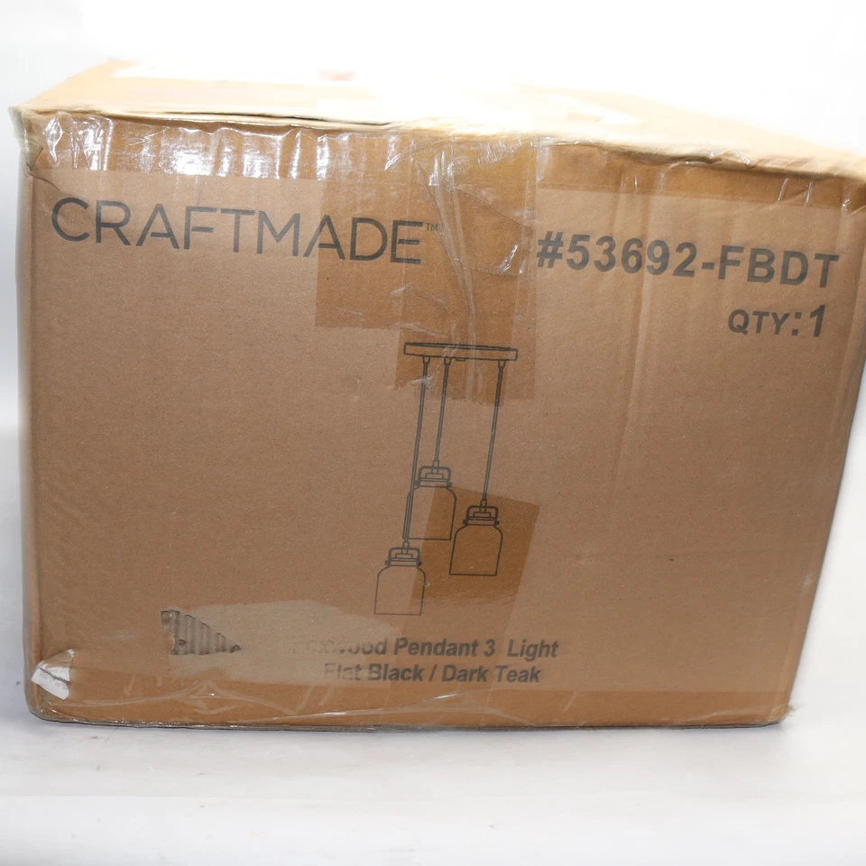 Colgante industrial de madera de zorro hecho a mano 3 luces 180 vatios totales 53692-FBDT Foto 1 de 4