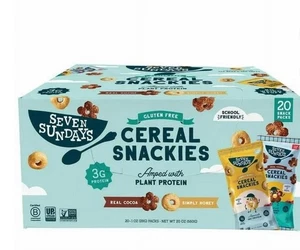 Snackies de cereales Seven Sunday sin gluten (paquete de 20) cacao real y simplemente miel NUEVO - Imagen 1 de 2