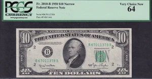 $10 1950 New York Federal Reserve Note (Narrow) Fr.2010-B - PCGS MS64 - Picture 1 of 2