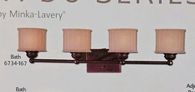 Minka Lavery Serie 1730, Pared Baño 4 Luces, 400 Vatios, Bronce Latán Nuevo En Caja Foto 1 de 4