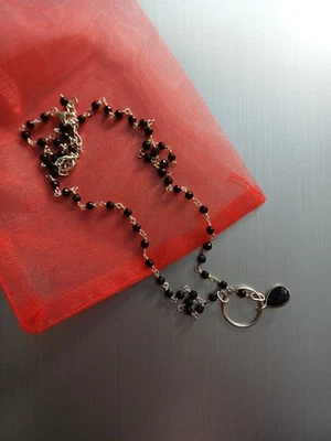 Onyx Kette 925 Silber, schwarz-silbern. - Bild 1 von 3