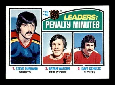 1976 Topps #4 Steve Durbano/Bryan Watson/Dave Schultz League Leader NM/NM+ X3592 - Image 1 of 3