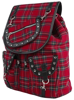 Banned Alternative Rucksack Damen Red Tartan Backpack schwarz/rot Standard - Bild 1 von 4