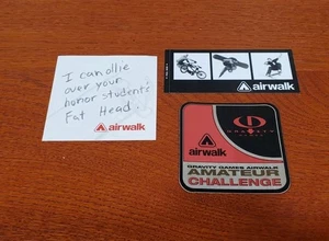 Vintage Airwalk Stickers Lot Of 3 UNUSED Skateboard BMX Snowboard - Picture 1 of 1