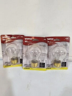 Lote de 3 Bombillas Satco S3720 Transparente A15 Electrodoméstico 130V 40W 2700K Foto 1 de 3