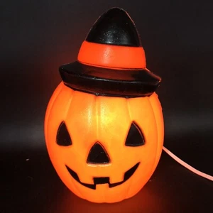 Vtg 1981 Empire Pumpkin Blow Mold Witch Hat Orange Jack-o’-Lantern 8" Light Work - Picture 1 of 13