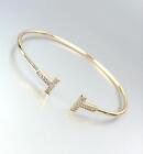 LUXURIOUS Thin Dainty 18kt Gold Plated CZ Crystals Petite Cuff Bracelet