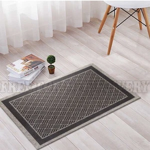 EVEREST INDOOR OUTDOOR BLACK BASKETWEAVE FLOOR RUG (XXS) 50x80cm *FREE DELIVERY* - Picture 1 of 5