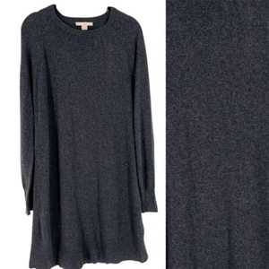 Michael Kors Charcoal Grey 100% Cashmere Long Sleeve Crew Sweater Dress Medium - Picture 1 of 8