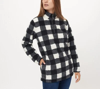 Pullover Belle by Kim Gravel Sherpa Media Cremallera Bolsillos -Crema/Negro (XL) a504571 ' Foto 1 de 2