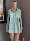 TALBOTS Green Apple 1/2 Button Popover Top Size 8 Cotton Excellent