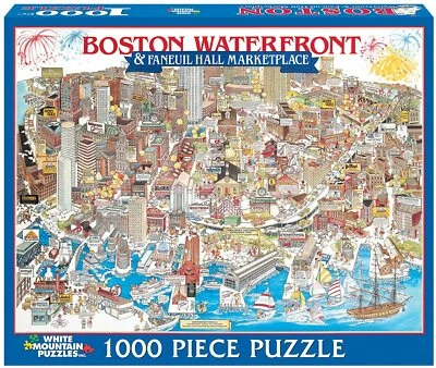 White Mountain Puzzles Boston Waterfront 1000 piece jigsaw puzzle  760mm x 610mm - Image 1 of 2