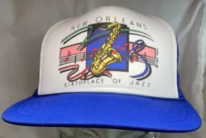 Vintage Birthplace Of Jazz Blue Mesh Back Snap Back Trucker Hat By Headlines - Picture 1 of 15
