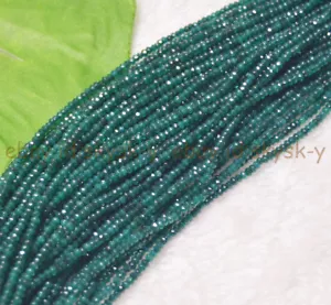 2x2mm Faceted Green Jade Gemstone Roundel Loose Beads 15" Strand AA - Picture 1 of 4