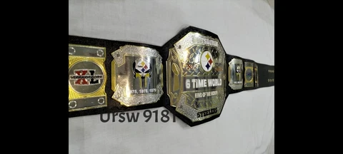 NEW Pittsburgh Steelers  NFL Dual Plated Championship Belt 2mm Adult Size Cover