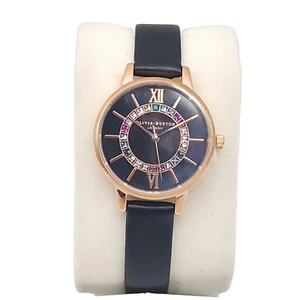 Olivia Burton Women's Wonderland Black Leather Strap Watch 30mm $140 - Picture 1 of 3