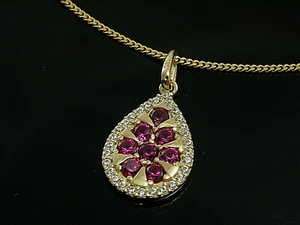 333 Gold kleiner Anhänger mit Goldkette  Zirkonia Steine 19 x 9,6 mm - Bild 1 von 4