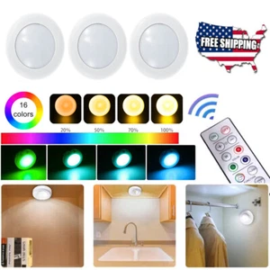 3PCS LED Puck Light Wireless Under Cabinet Lighting bulbs Kitchen Counter Light - Picture 1 of 12