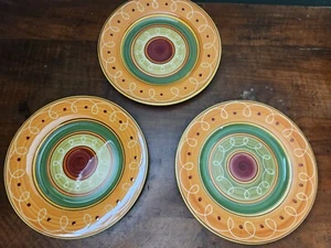 Lote Juego 3 Platos de Cena Pier 1 Etrusco Gres Pintados a Mano Plato 11 1/2" - Imagen 1 de 4