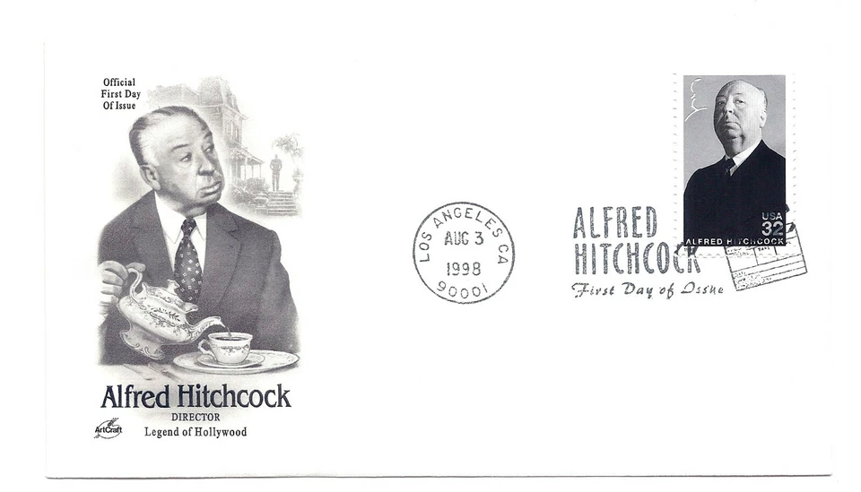 3226 Alfred Hitchcock, Legend of Hollywood 1998,  ArtCraft FDC - Image 1 of 1