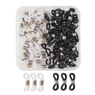 100pcs Eyeglass Holders Glasses Rubber Chain Loop Ends With Iron Findings 20x5mm - Image 1 of 4